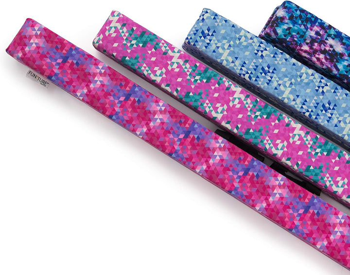 Premium Printed Faux Suede Folding Gymnastics Training Balance Beam - FREE BAG, Strap and Handles